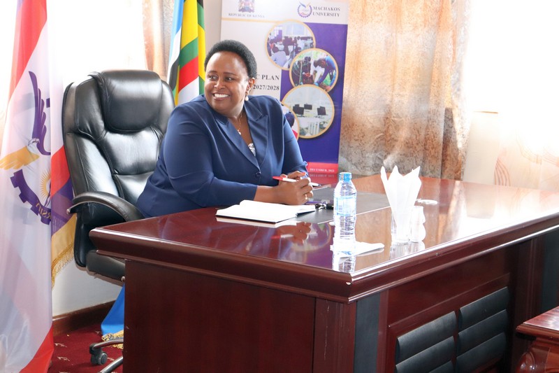 Ms. Helen Muthoni, representative from Equity Bank, pays a courtesy call to Machakos University